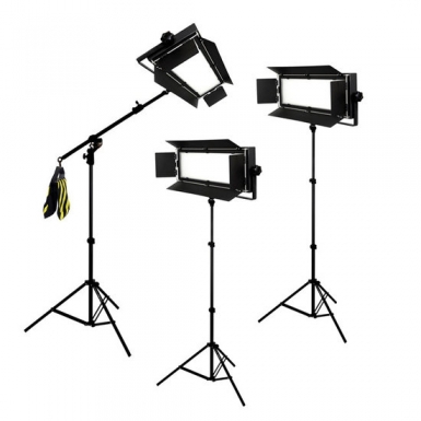 Bresser LED Foto-Video SET 3x LG-900 54W/8.860LUX + 2x Statief + 1x Boomstatief